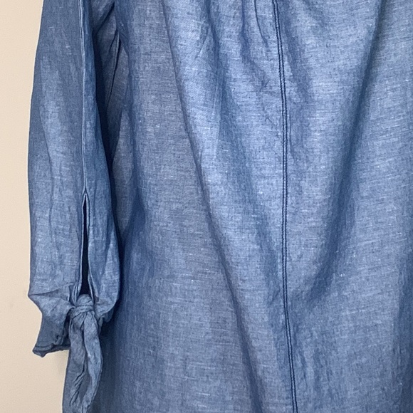 Free People Show Me Some Shoulder Chambray Blue Off Shoulder Top Size:M New NWOT - Picture 7 of 10